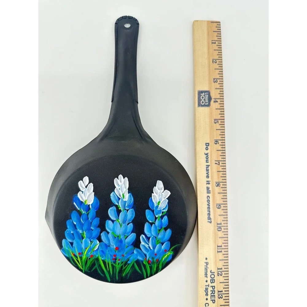 Hand Painted Texas Bluebonnet Cast Iron Skillet Decorative Wall Art Floral